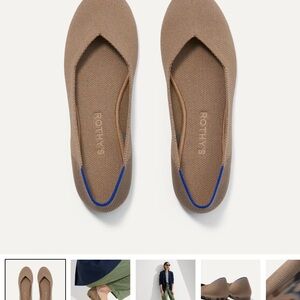 Rothy's Tan Flats with Blue Highlights